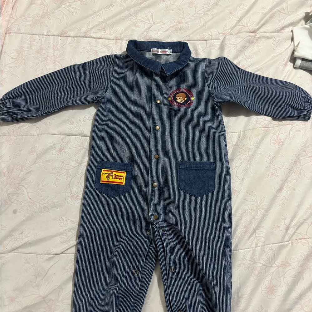 Blue Striped Baby Romper Curious George